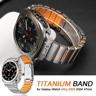 Pulseira de Relógio de Titânio para Samsung Galaxy Watch Ultra2 2025 Pulseira de Borracha de Metal Luxuosa para Galaxy Watch Ultra 47mm 2024 Pulseira Masculina