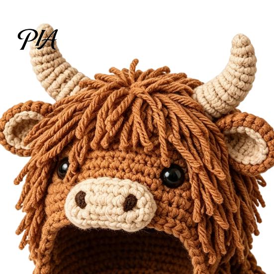 Parent Child Art Project Highland Cow Hat Crochet Kit, Halloween Pumpkin Spider Hood Handmade Winter Headwear DIY Craft Kit for Adults Teens Diy