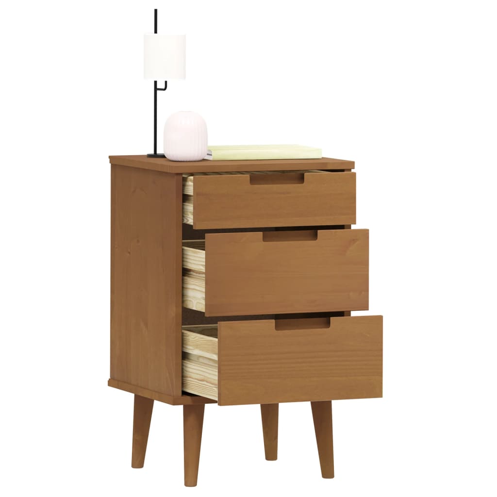 Nightstand MOLDE Brown 40x35x65 cm Solid Pine Wood