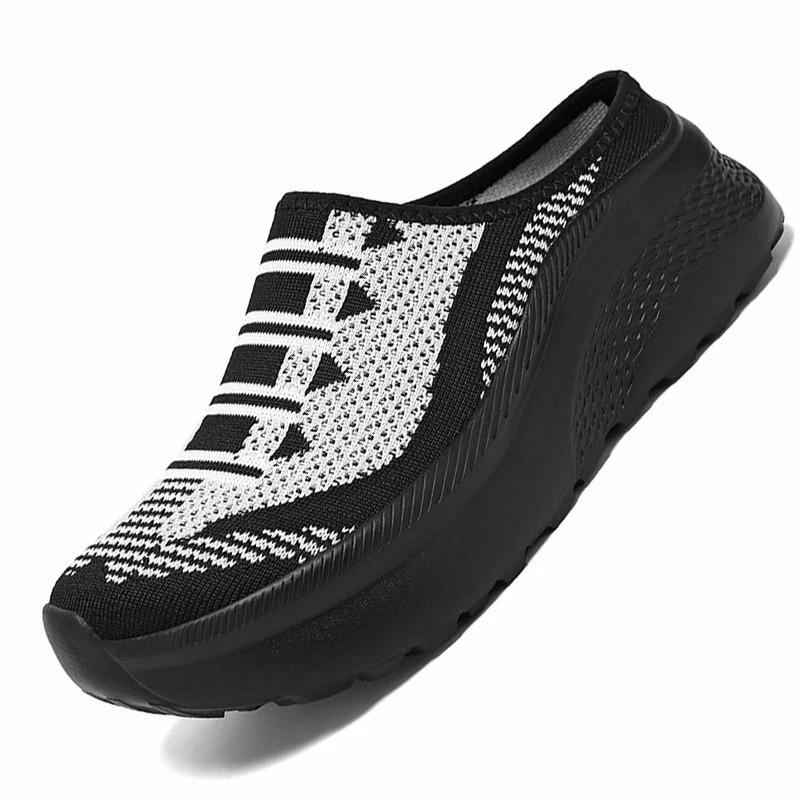 Fashion Mesh Walking Shoes Women Round Toe Knitted Slippers Lightweight Breathable Casual Shoes for Working Traveling Height-increasing