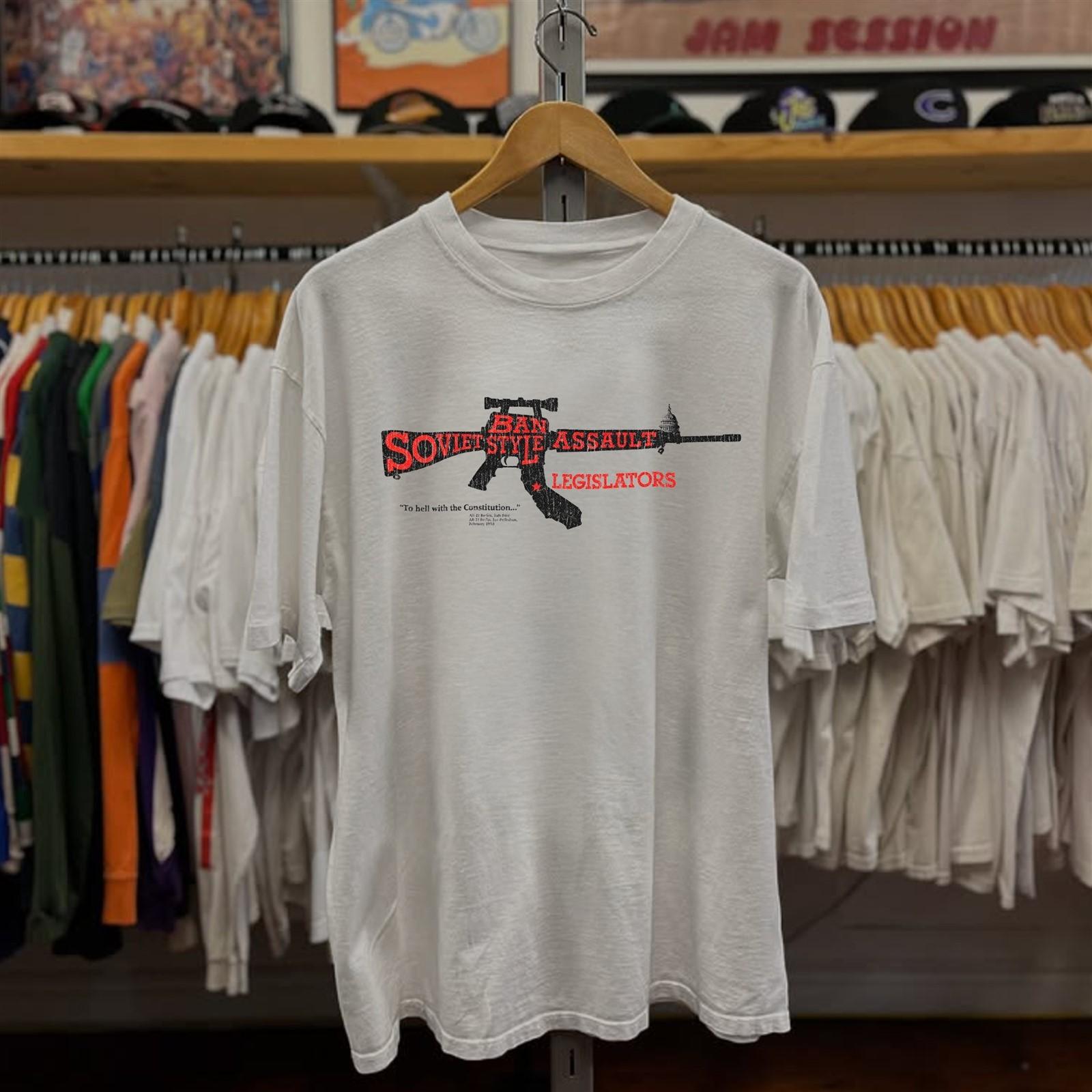 Ban Assault Style Guns -Wash Aged T-Shirt White XXL 4XL