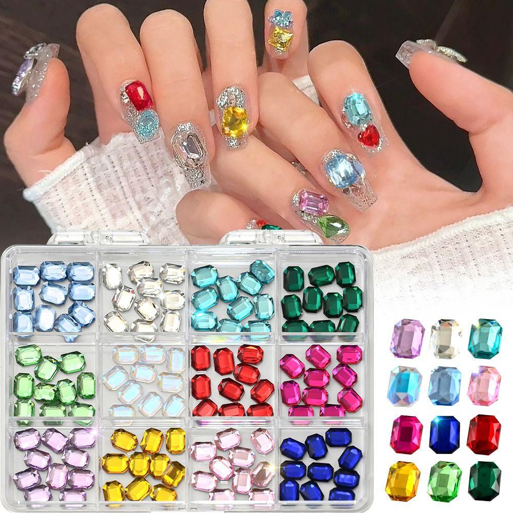 120Pcs/Box Colorful 3D Nail Art Rhinestones Flat Back DIY Nail Art  Manicure Accessory