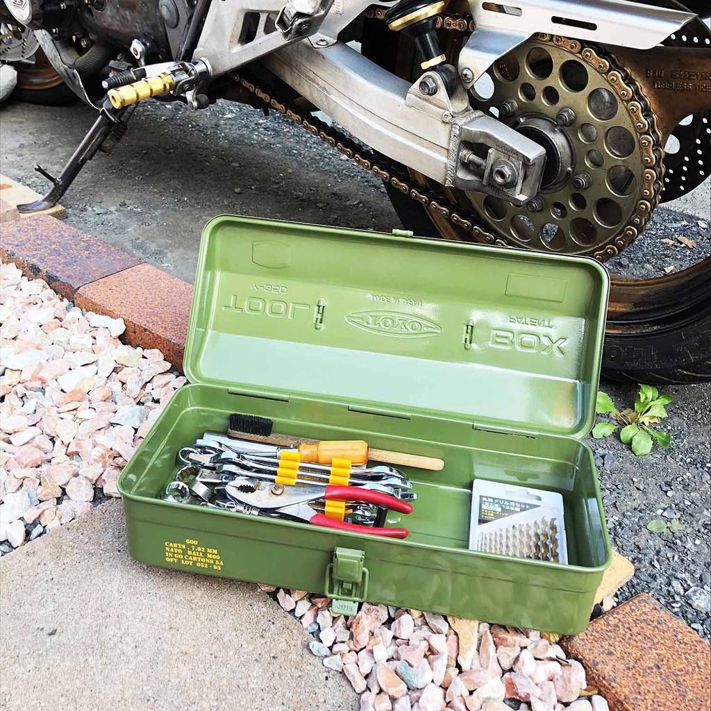 Yamashiro (yamashiro) Yamashiro-made Steel Mountain-shaped Toolbox, Tool Box, Camping, Interior, Garage, W360×D150×H110mm, Khaki, YK-032KH