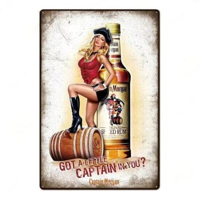 Kapitán Pirát Pin-Up Vintage Kovový Značka Retro Bar Mužská Jeskyně Dekor