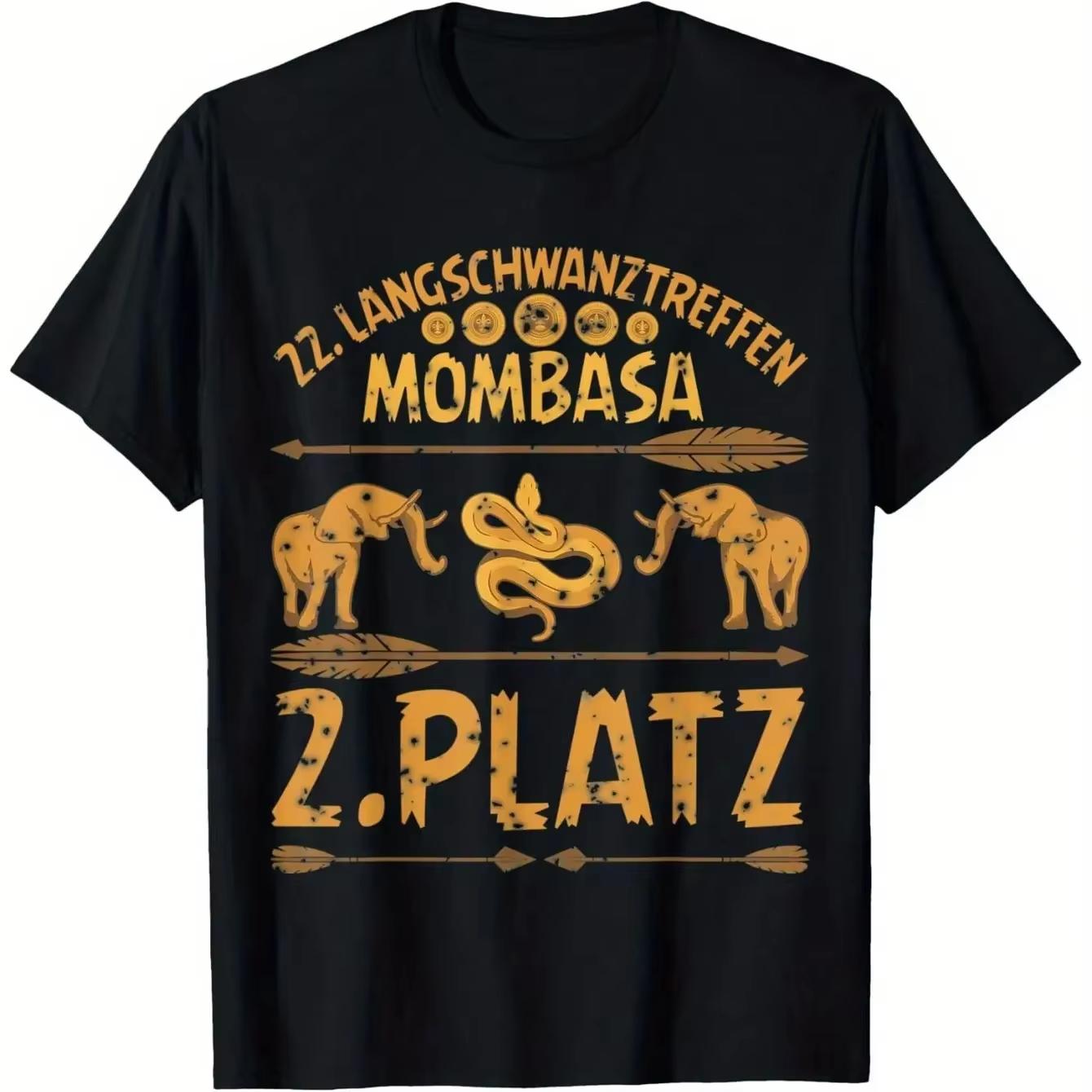 New Langschwanztreffen Mombasa Platz print cotton Hot sale Unisex shirt Summer fashion New Oversized neck Tshirt M