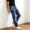 Blugi casual pentru bărbați, cu croială dreaptă, stil nou: Pantaloni albaștri din denim elastici, cu croială slim