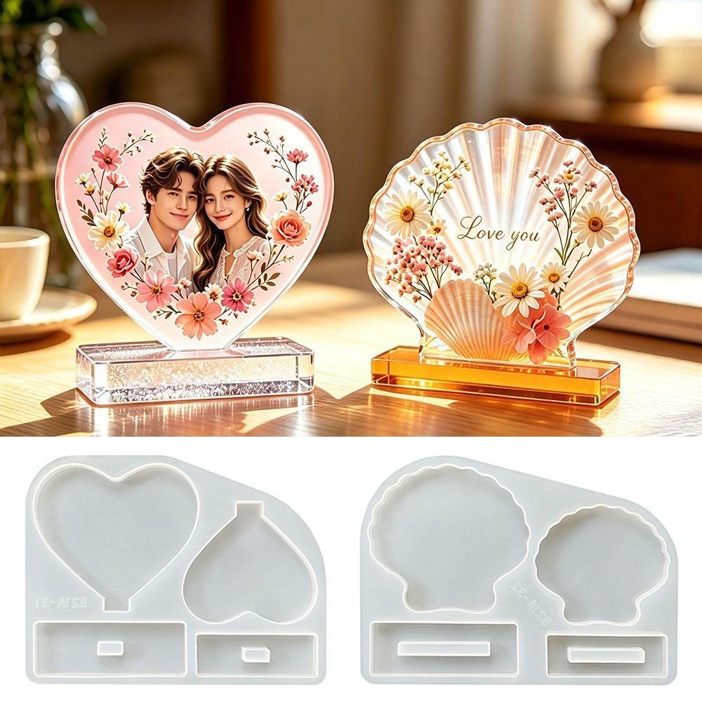 Durable Silicone Mold Heart Shape Crafts Casting Molds Picture Frame Mold  Desktop Decoration