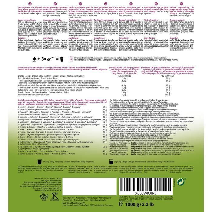 Nutri-plus shape &amp; shake 6k protein - poudre de protéines végétaliennes - vanille - proteines - 1000g