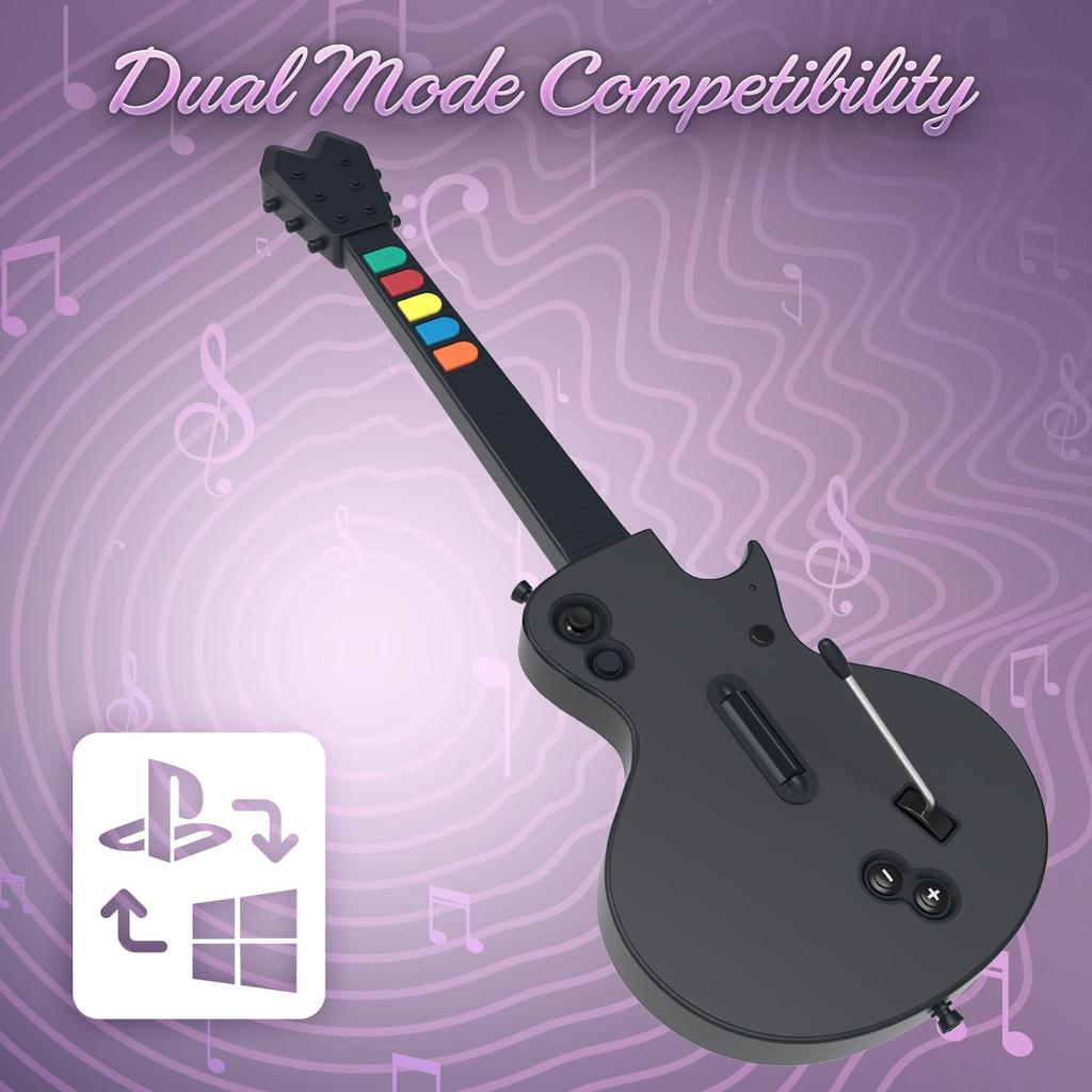 HYPERKIN Hyper Strummer Guitar Controller for PlayStation and Windows PC Wireless Gaming Guitar Compatible with Guitar Hero and Rock Band Games Rock