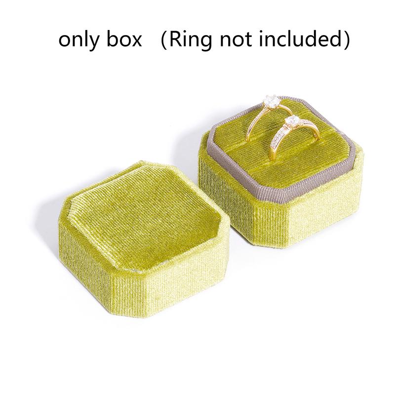 1Pc Velvet Ring Box Double Ring Box With Detachable Lid 2 Slots Octagon Ring Display Holder Case For Engagement Wedding Proposal
