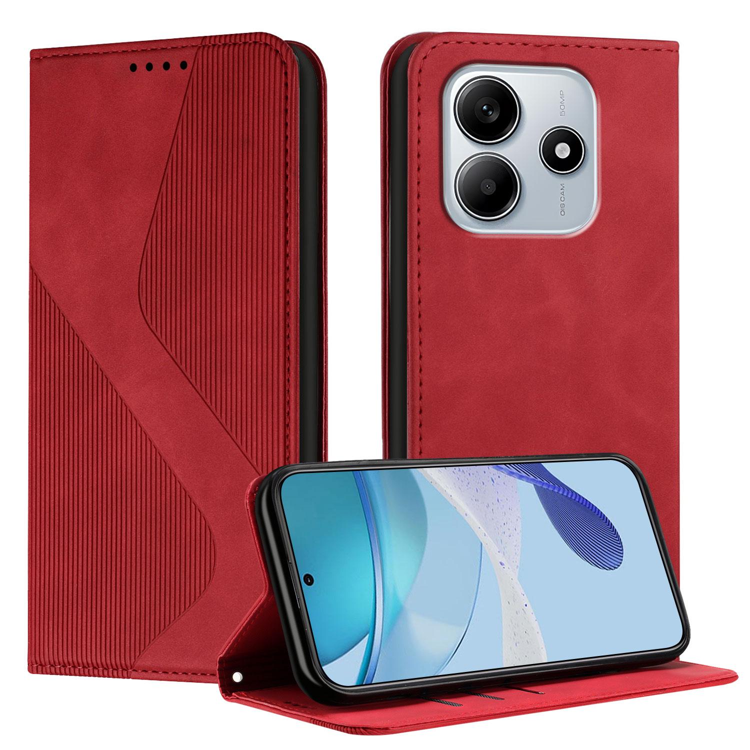

Магнитный кожаный чехол-кошелек с откидной крышкой для Xiaomi Redmi Note 7 8 9 9S 9T 10 11 12 13 4G 5G Чехол для телефона с отделениями для карт | Дизайн S LINE Redmi Note 7 красный