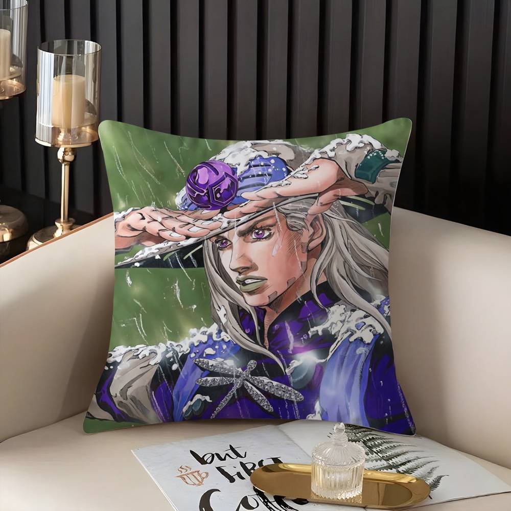 J-JoJo B-Bizarre Adventure Pillow Case Home Dorm Chair Back Short Plush Double-sided Printing Office Nap Time Cushion Cover