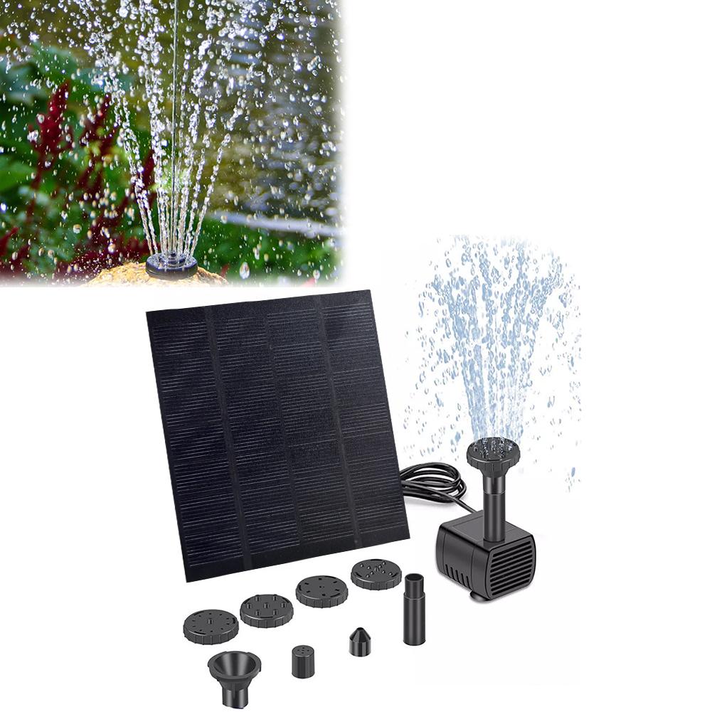 Solar Panel Powered Water Feature Pump with Nozzles Solar Fountain Pond Pump Kit Solar Pond Pump for BirdBath Garden Small Pond