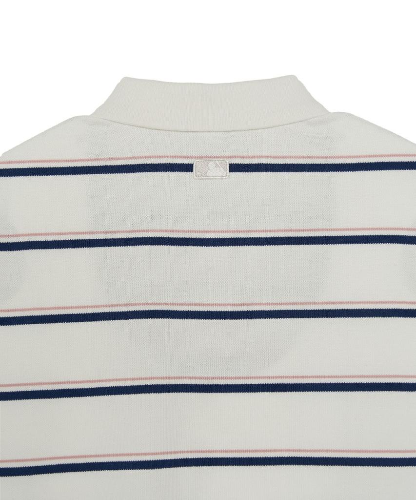Emelbi Women'S Varsity Stripe Crop Collar T-Shirt Ny (Ivory)