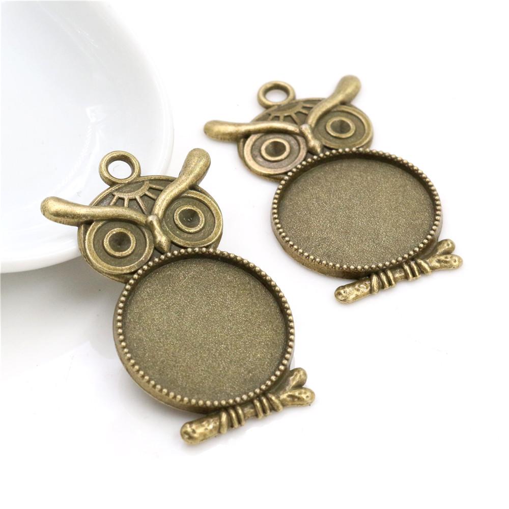 

10pcs 20mm Inner Size Antique Silver Plated Bronze Classic Owl Style Cabochon Base Setting Charms Pendant
