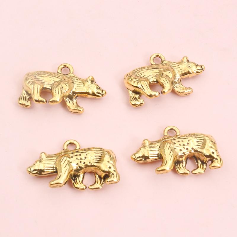 10pcs 24x15x5mm Bear Charms Pendant Alloy Metal DIY Jewelry Making Accessories Findings for Necklace Bracelet Keychains Findings