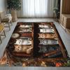 Cats Bookshelves HD Printed Carpet Living Room Bedroom Study Room Rug Nursery Hallway Porch Floor Mat  Indoor Entrance Door Mat