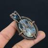 kyanite & Blue Topaz Gemstone Handmade Pure Copper Wire Wrapped Pendant Jewelry