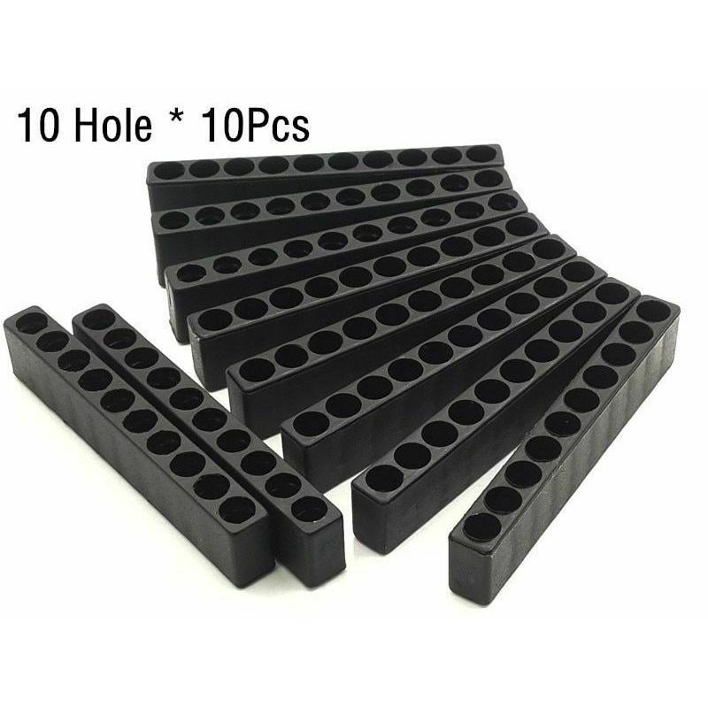 

10pc Black Screwdriver Bit Holders Hex Organizer 10 Hole Plastic Shank Box Case Hand Tools Storage Supplies Workshop 85x15x8mm