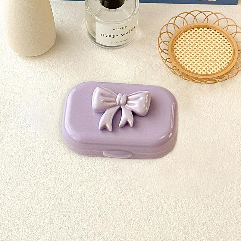 

Candy Color Contact Lenses Box Cute Bow Portable Contact Lens Case With Tweezer Remover Tool Stick Set For Travel Kit Holder фиолетовый