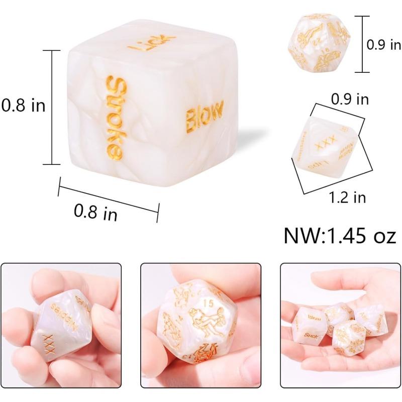 1 Set of 4 Marbled Engraved Glow-in-The-Dark Dice Set, Adult Polyhedral Game Accessories