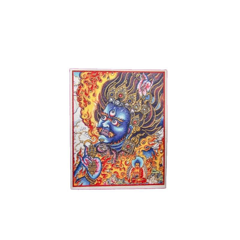 Tibetan Thangka Painting Core Cloth: Mahakala, Black Jambhala, Yamantaka, 4×5cm