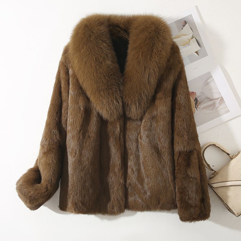 Autumn Winter Short Jacket Thick Warm Faux Fur Collar Elegant Female Warm Outerwear