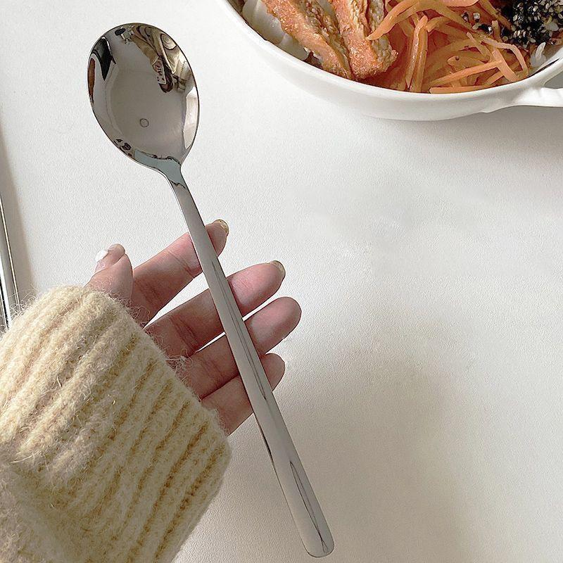 Stainless Steel Big Head Round Spoon Net Red Golden Dinner Long Handle Stirring