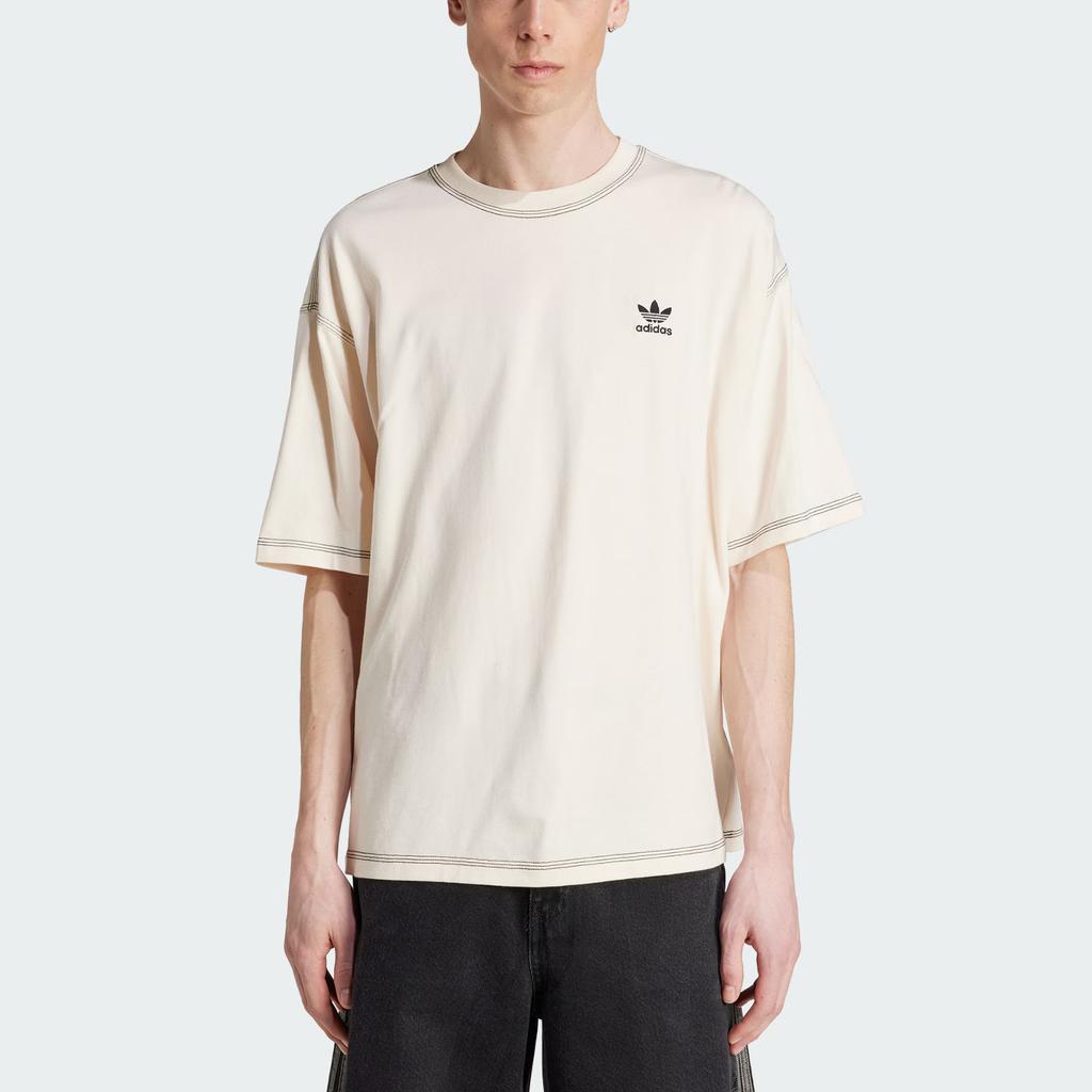 Adidas Originals Essentials Comfortable Round Neck Casual Short Sleeve T-Shirt Men Tops Light-Beige JW0970