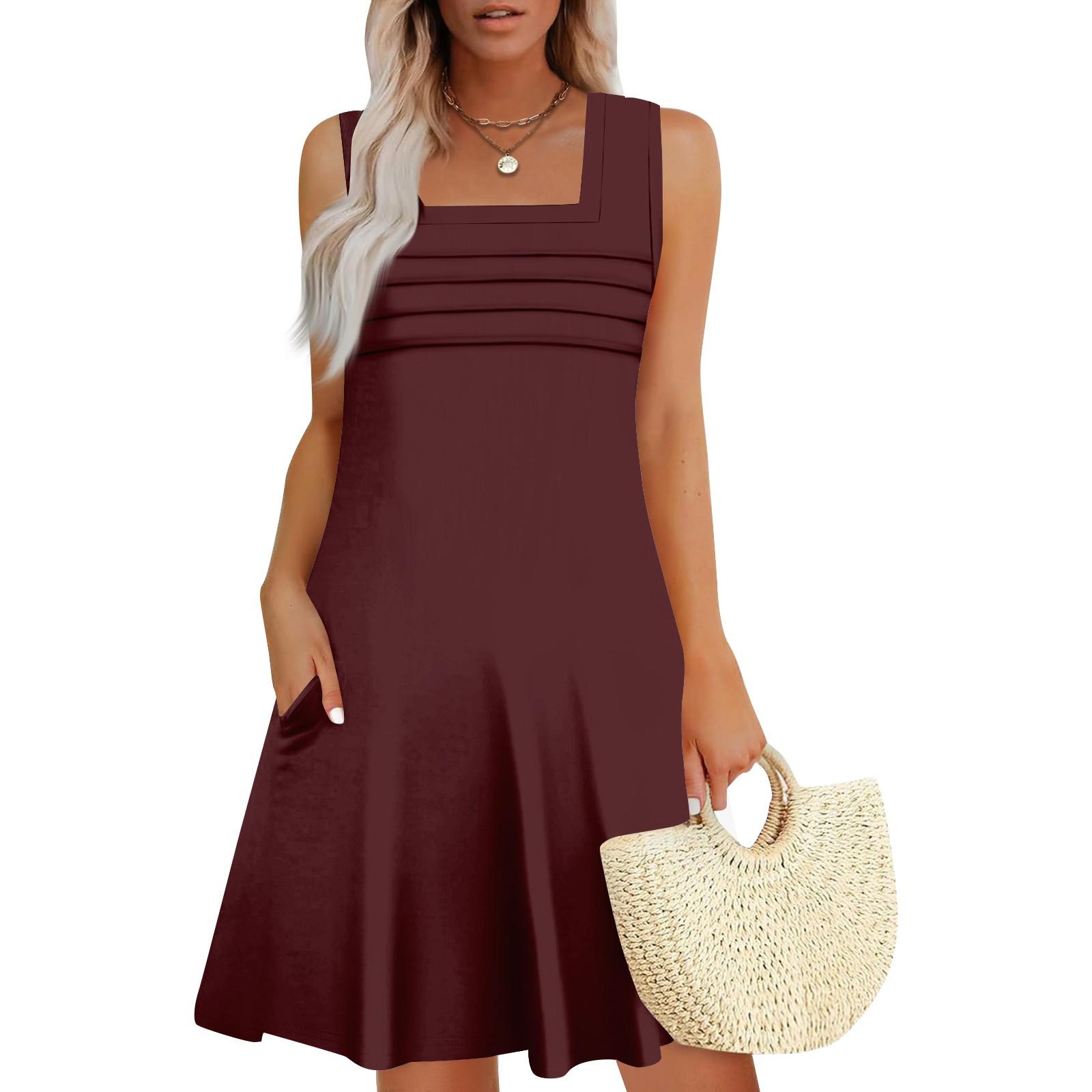 Женские летние повседневные лепестковые узкие полосатые плиссированные однотонные платья XL винный