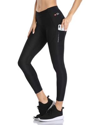 Santic Cycling Racer for Road Bikes and 4D Size L Women's Pants, Pants, Cycling, Padded, Lightweight, Breathable, Elastic, 9-Point, Black,