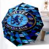1pz Robusto Ombrello Automatico a 8 Stecche, Ombrello Chelsea FC, Stampato Digitalmente, Ombrello Pieghevole per Uso Esterno in Movimento