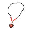 Herzanhänger Halskette Modisch Elegant Langlebig Glasperlenkette für Frauen Mädchen Rot