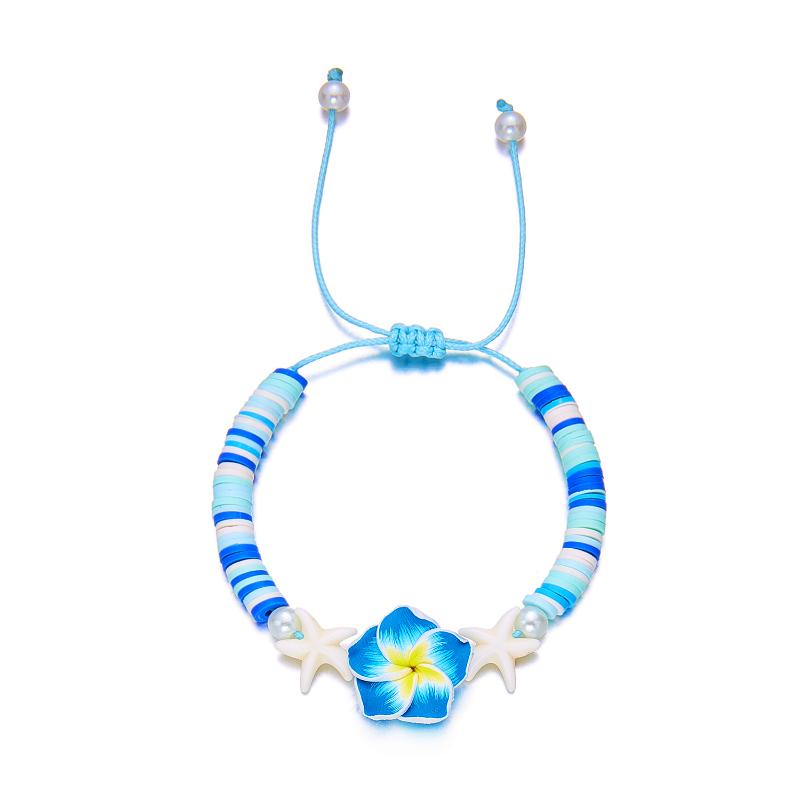 Bohemian Colorful Flower Charm Bracelets For Women Adjustable Pull String Summer Vacation Bangles Girls Party Jewelry Gift