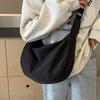 New trendy casual versatile student tote bag simple solid color large capacity shoulder messenger bag women