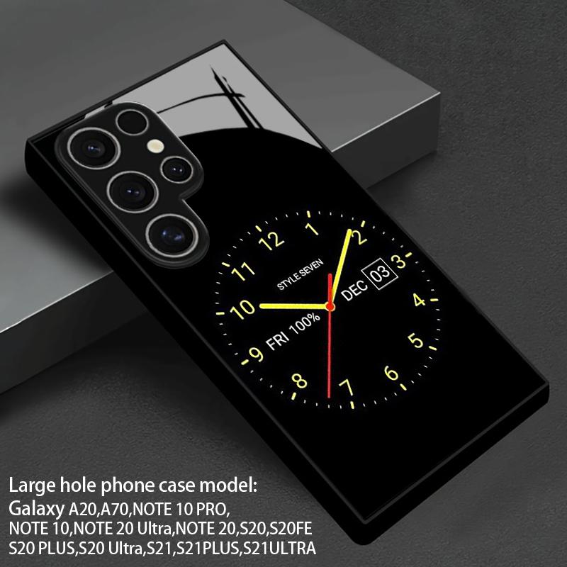 2D Pointer Clock Pattern Mobile Phone Case for Samsung S26 S25 S24 S23 S22 S21 S20 A56 A36 A16 - Glass Protective Cover