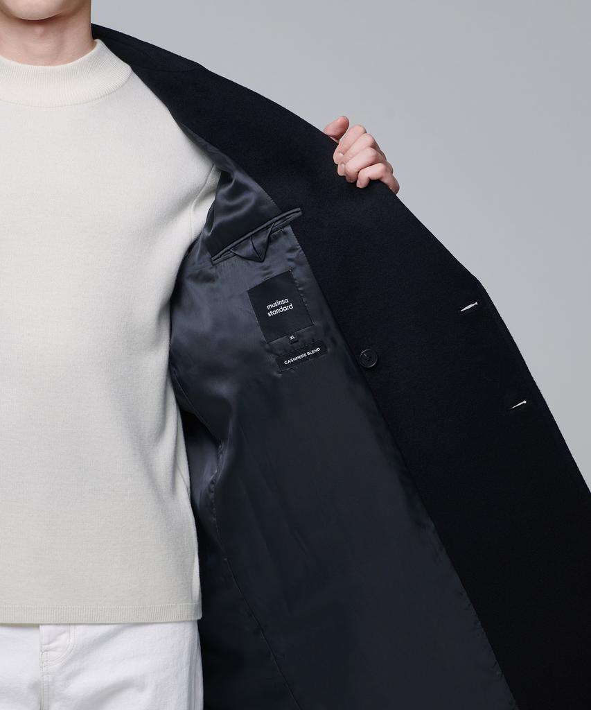 Musinsa Standard Cashmere Blend Oversized Double Coat [Navy]