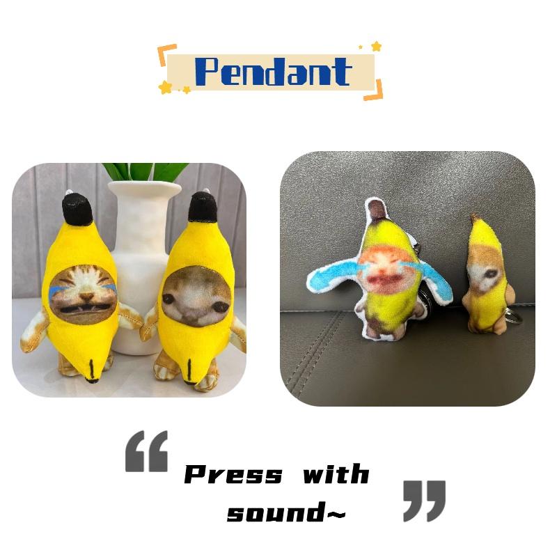 Cute And Soft 20cm Banana Cat Plush Keychain With Sound