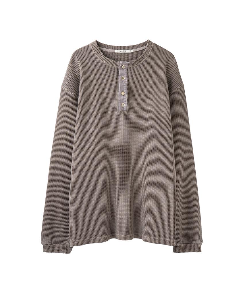 AREUBAN Henry Soft Waffle Long Sleeve_Bleach Beige