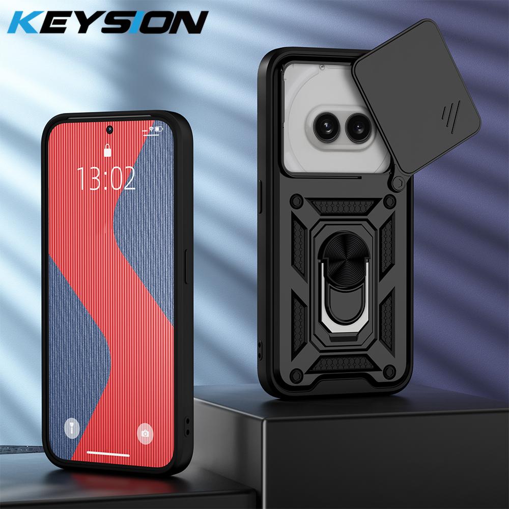 

KEYSION Ударостійкий броньований чохол для Nothing Phone 2A Plus, захисне кільце для камери, підставка, задня кришка телефону Nothing Phone 2A for Nothing 2A чорний