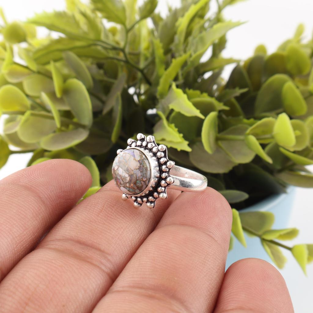 Ethiopian Copper Turquoise Ring , 925 Sterling Silver Jewelry, Gift For Women Handmade Ring Gemstone Jewelry