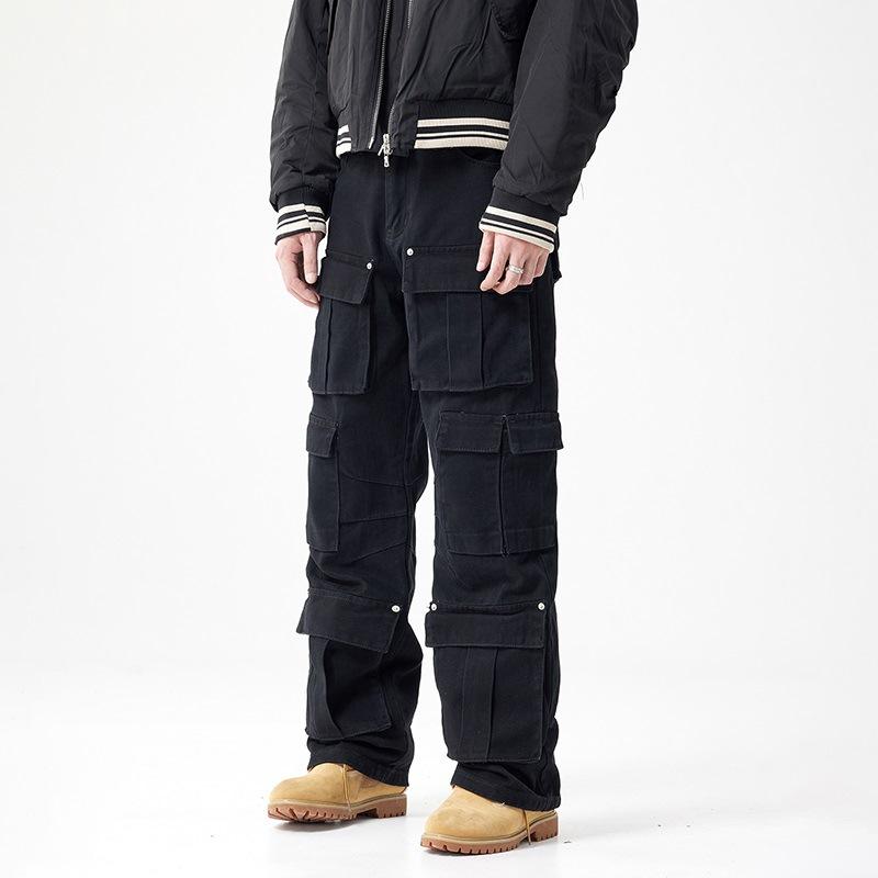 

Джинсы мужские широкие прямые свободные брюки для швабры модный бренд повседневные комбинезоны длинные брюки 38 чёрный