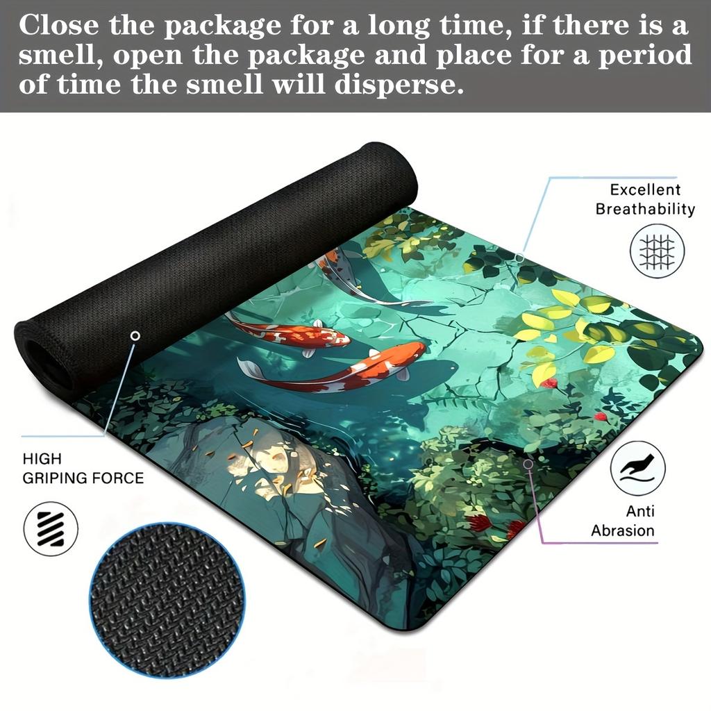 Large Koi Fish Gaming Mouse Pad Non-Slip Rubber Desk Mat Stitched Edge Office Work Esports Gift for Gamers Desk Accessories