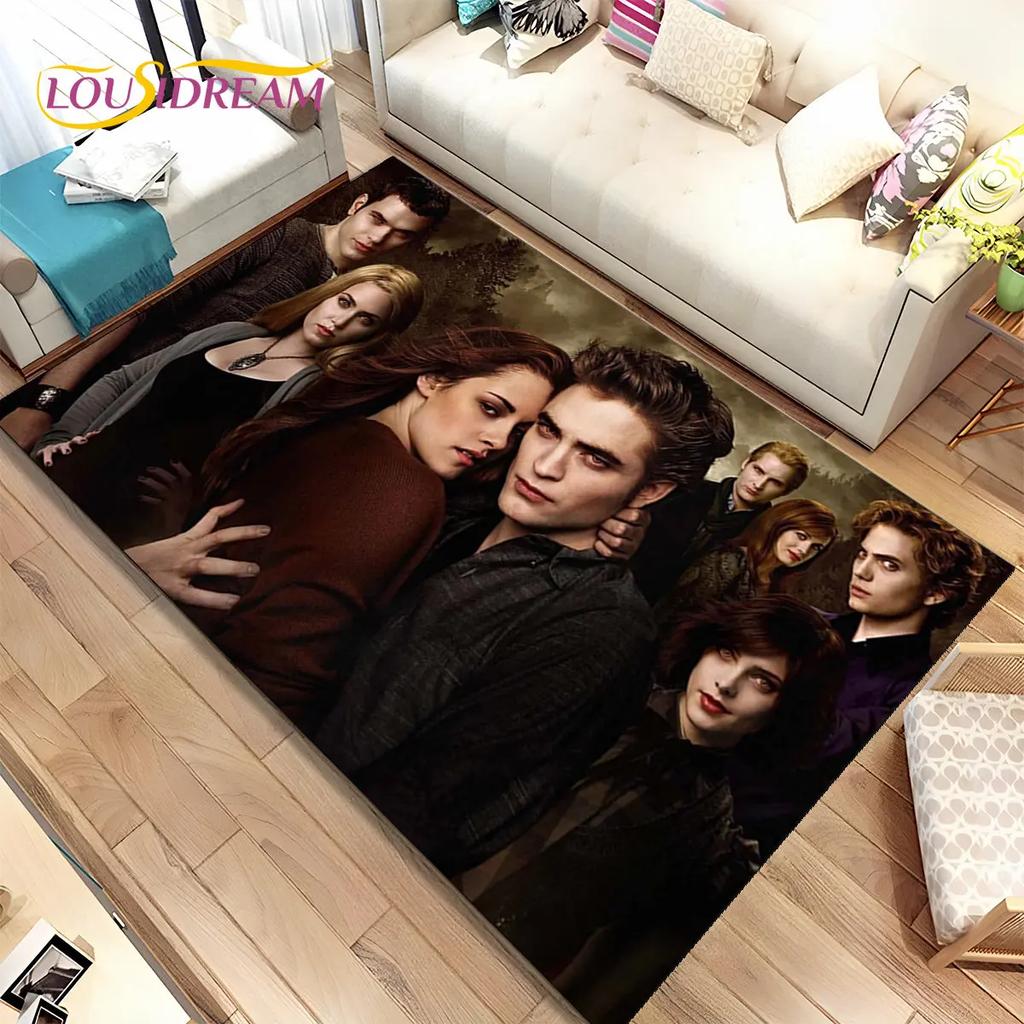 Tapete de Área Impresso em HD Saga Crepúsculo Grande, Tapete para Sala de Estar Quarto Sofá Capacho Decoração, Tapete de Chão Antiderrapante para Crianças