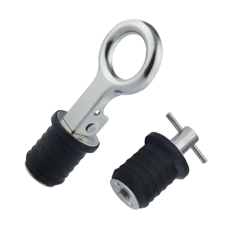 2Pcs 25mm Hole T Handle Boat Drain Plugs Rubber with Stainless Steel Marine Twist Plug Sealing Bilge Plug Boats Accessories