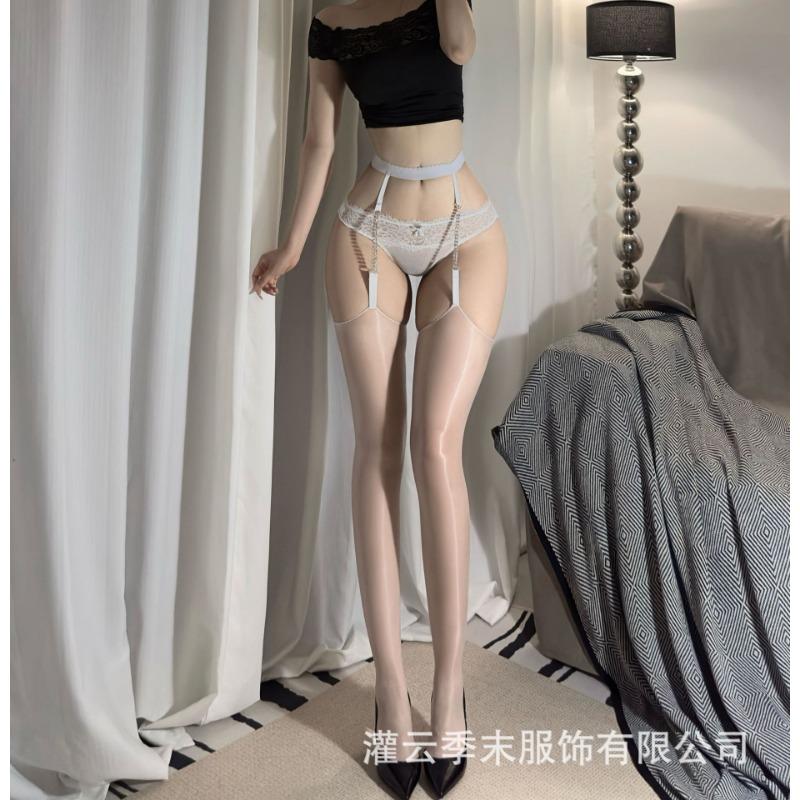 Sex Underwear New Diamond Chain Suspenders Stockings Integrated Socks Aurora Horse Oil Light Pantyhose Suspenders Socks