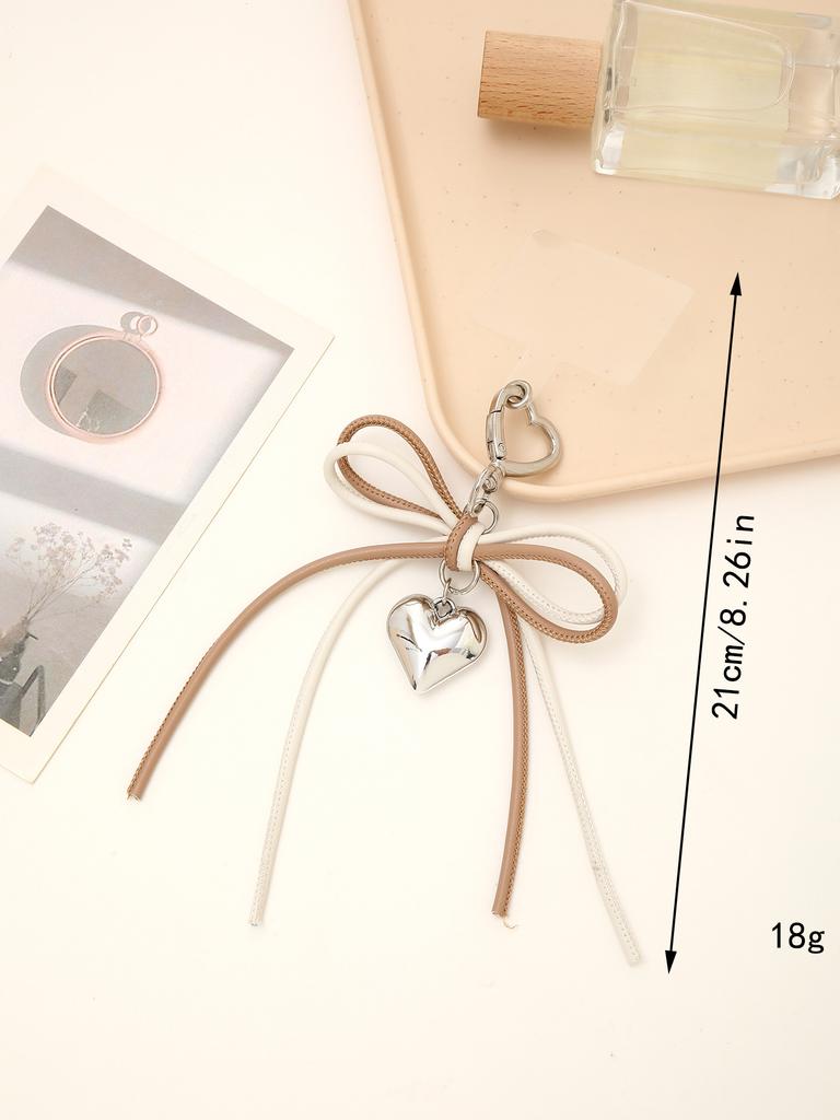 Ins New Leather Rope Love Bow Pendant Phone Case Keychain Hanging Accessories Love Buckle Phone Hanging Rope