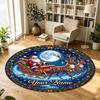 Christmas (103) Theme Circular Crystal Velvet Carpet Customized Name & Text Round Soft Floor Rug For Living Room Bedroom Decor