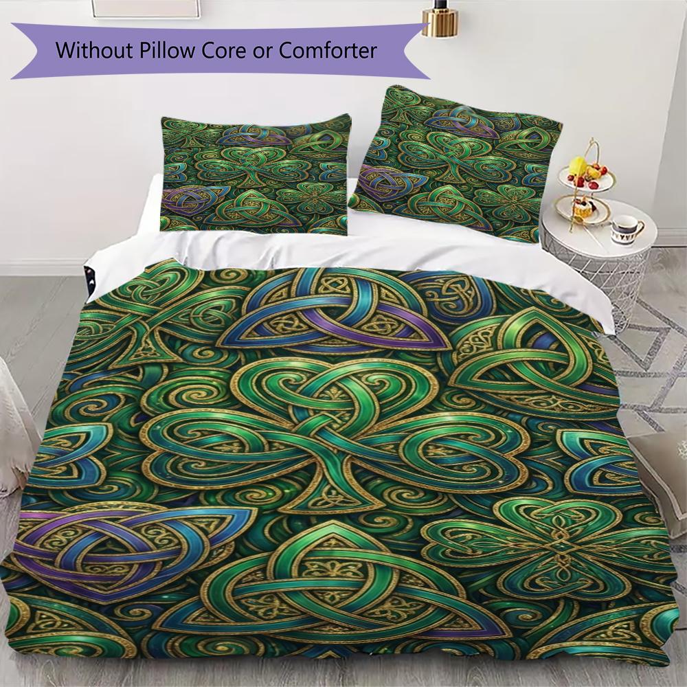 

St.Patrick s Day Pattern Bedding uilt Set uilt Cover Pillowcase Home Decoration Birthday Gift (1 * duvet cover + 2 * pillowcase without core)82 135x200cm