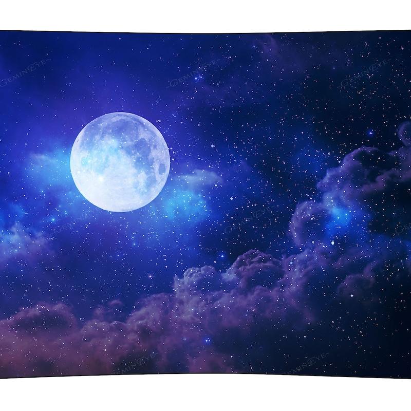 A tapestry of a full moon illuminates the night sky. 75x100 чёрный